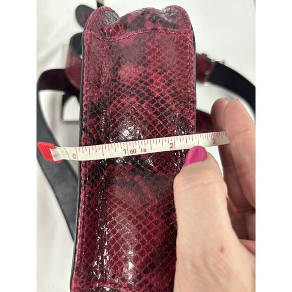 Rebecca Minkoff Sunday Large Saddle Crossbody Bag Red Black Snakeskin Leather - Picture 12 of 14
